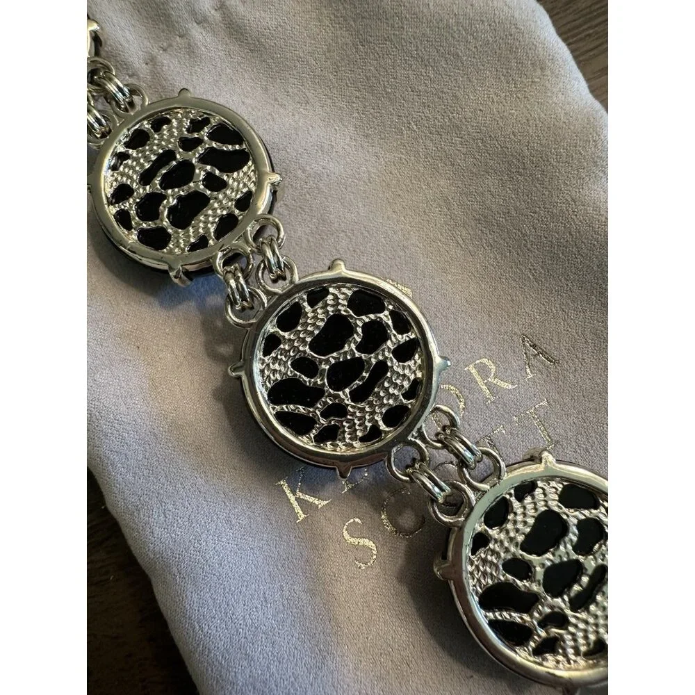 Kendra Scott Cassie Bracelet Faceted Gumdrop Round Statement Bracelet Black Gold